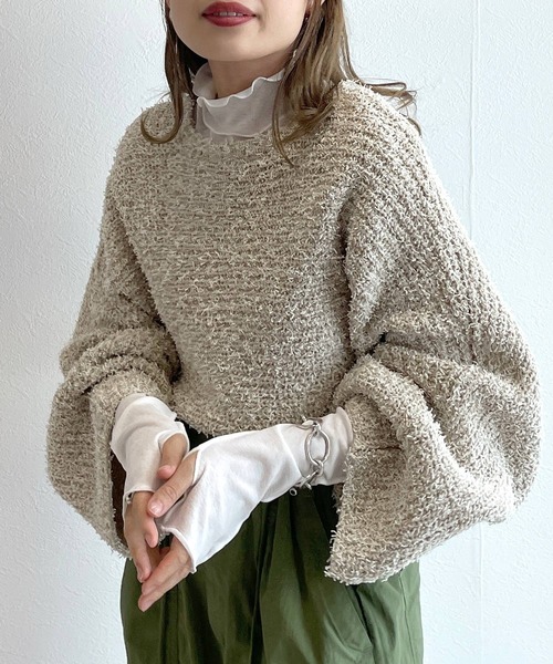 「w closet」 半袖ニット FREE ベージュ レディース_画像8