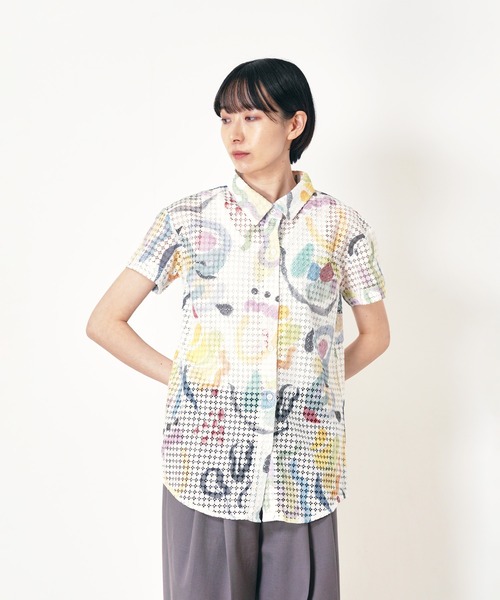 ブラウス シャツ 半袖 “SEA” Kana Akiyama カットワークレースシャツ 