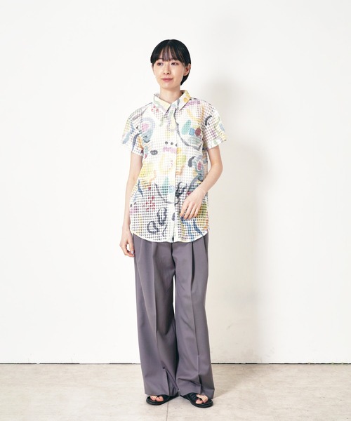 ブラウス シャツ 半袖 “SEA” Kana Akiyama カットワークレースシャツ