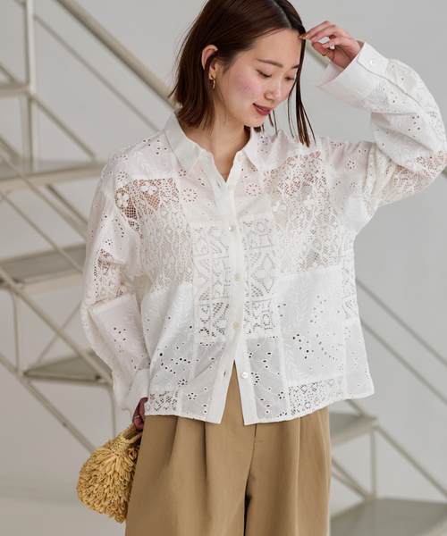 新品未使用　パッチワークレースシャツ　レリューム　白 JOURNAL STANDARD relume（ジャーナルスタンダード レリューム