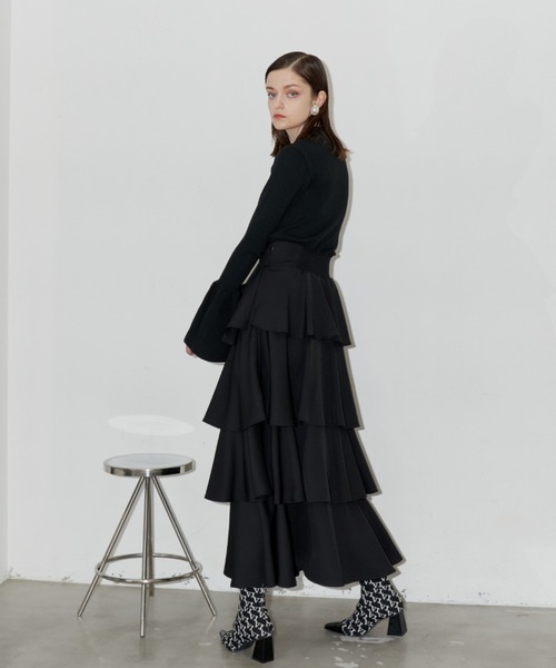 「VIOLETTA」 フリルスカート S グレイッシュブルー レディース_画像5