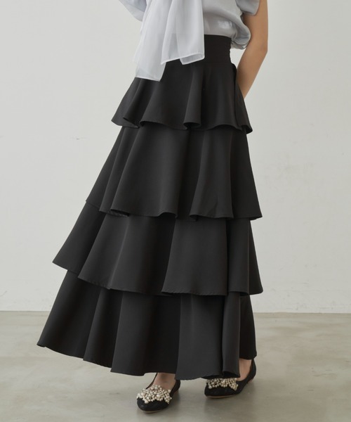 「VIOLETTA」 フリルスカート S グレイッシュブルー レディース_画像7