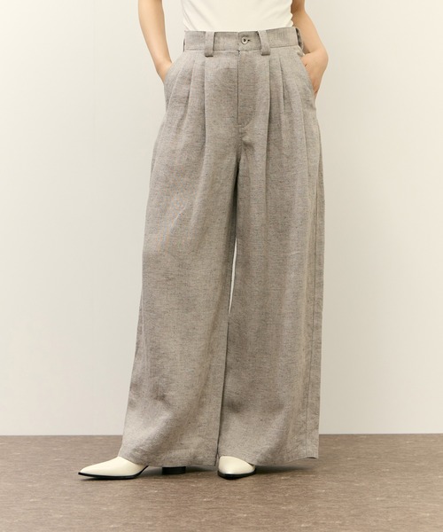 ADAM ET ROPE'（アダムエロペ） パンツ リネンタックパンツ レディース