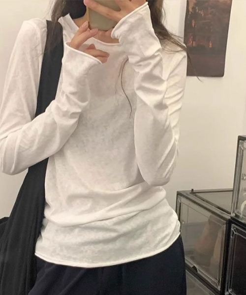 tシャツ スラブ入りサイドシャーリングクルーネックロンT レディース | deux amour | 06