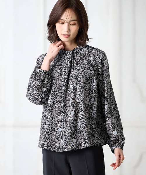 「A/C DESIGN BY ALPHA CUBIC」 長袖ブラウス 11号 ライトグレー レディース_画像3