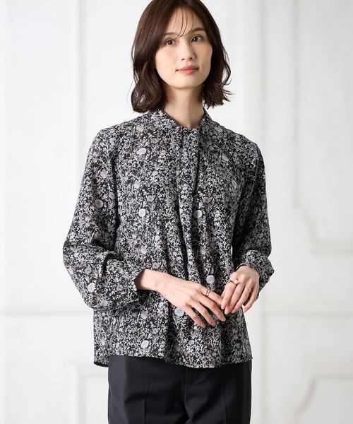 「A/C DESIGN BY ALPHA CUBIC」 長袖ブラウス 11号 ライトグレー レディース_画像4