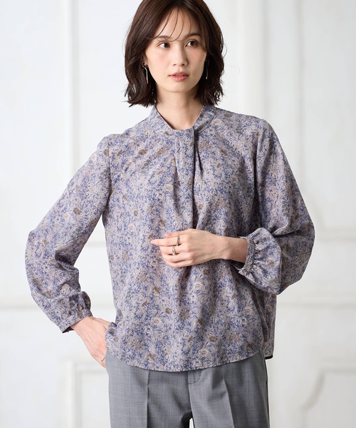 「A/C DESIGN BY ALPHA CUBIC」 長袖ブラウス 11号 ライトグレー レディース_画像8