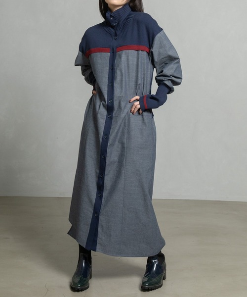 「MARECHAL TERRE」 長袖ワンピース MEDIUM カーキ レディースの画像