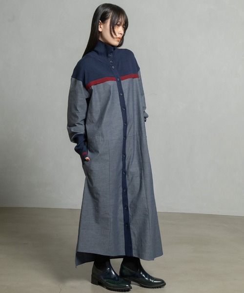 「MARECHAL TERRE」 長袖ワンピース MEDIUM カーキ レディースの画像