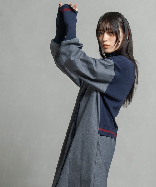 「MARECHAL TERRE」 長袖ワンピース MEDIUM カーキ レディースの画像