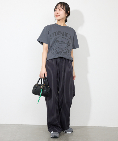 パンツ 「3サイズ展開/追加」フィブリルストライプリラックスパンツ レディースの画像