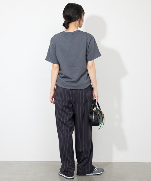 パンツ 「3サイズ展開/追加」フィブリルストライプリラックスパンツ レディースの画像