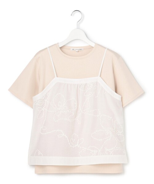 tシャツ シアーエンブロイダリー キャミソール コンビ Tシャツ レディースの画像