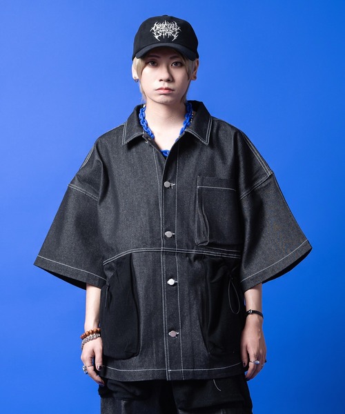 デニムジャケット gジャン a.p.o.v. パイルビッグポケットパッチング