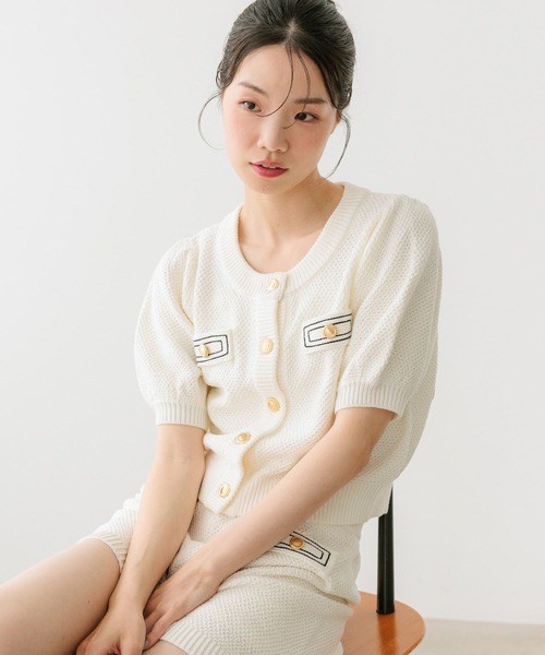 Heather（ヘザー） サマーニット ニット セーター ゴールドボタン