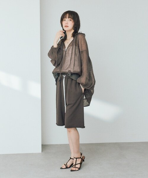 ブラウス シャツ 予約「a Nice」「涼しげなシアー感」リネンギャザーブラウス レディースの画像