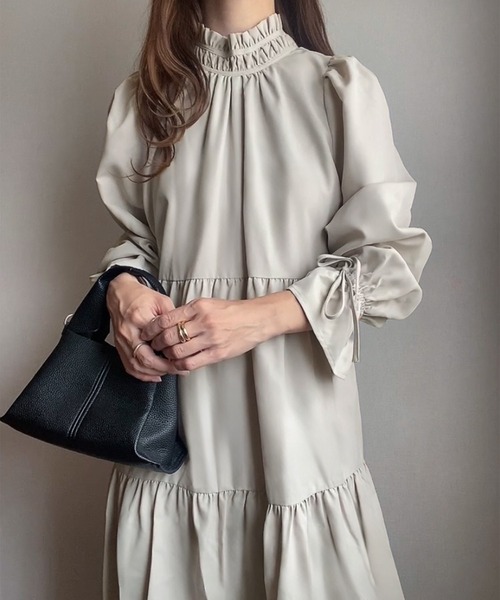 「FILLOU」 長袖ワンピース MEDIUM ライトグレー レディース_画像6