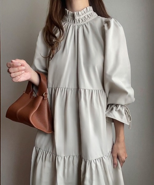 「FILLOU」 長袖ワンピース MEDIUM ライトグレー レディース_画像7