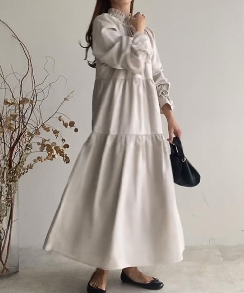 「FILLOU」 長袖ワンピース MEDIUM ライトグレー レディース_画像9