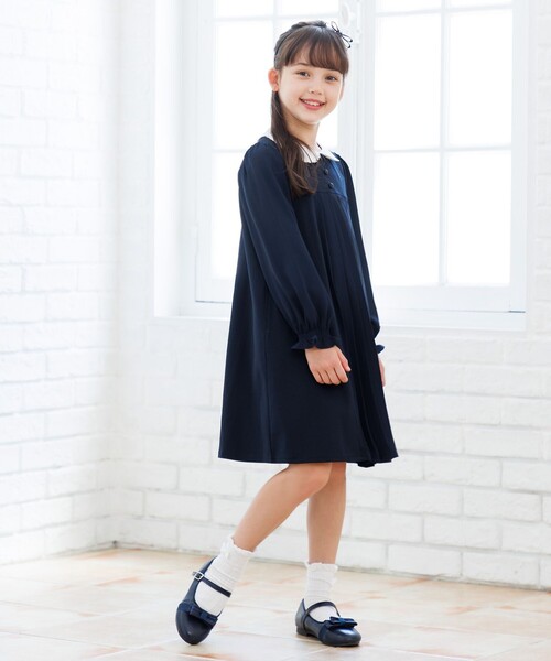 組曲（KUMIKYOKU） 「KIDS」長袖ワンピース 120 ネイビー キッズ