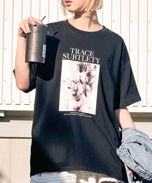 SpRay（スプレイ） tシャツ 半袖 汗染み防止花フォト Tシャツ
