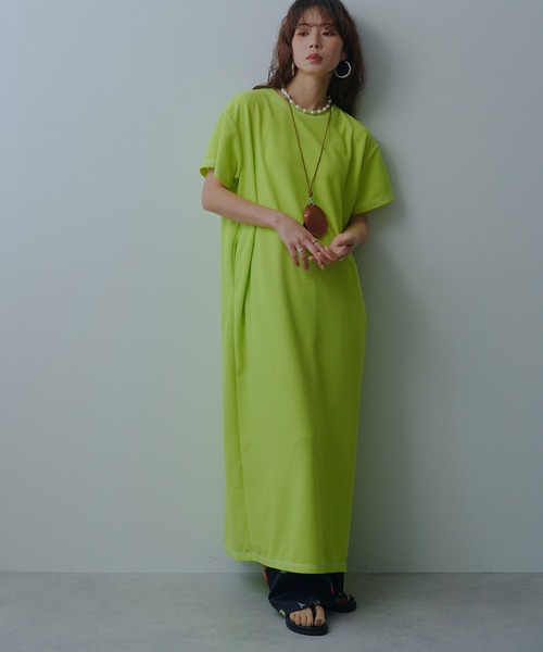 bohmal（ボマール） ワンピース 夏 半袖 ワッフルマキシ半袖ワンピース