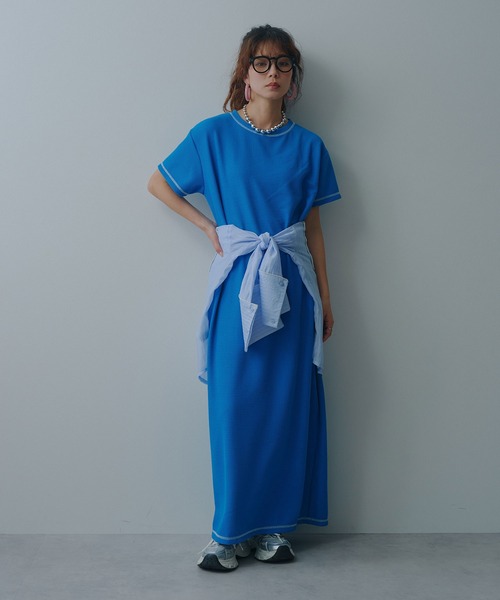bohmal（ボマール） ワンピース 夏 半袖 ワッフルマキシ半袖ワンピース