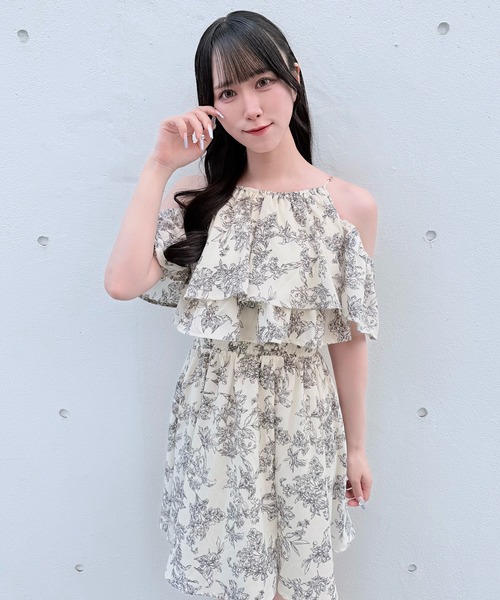 ワンピース アメスリフリルレイヤードロングワンピースの画像