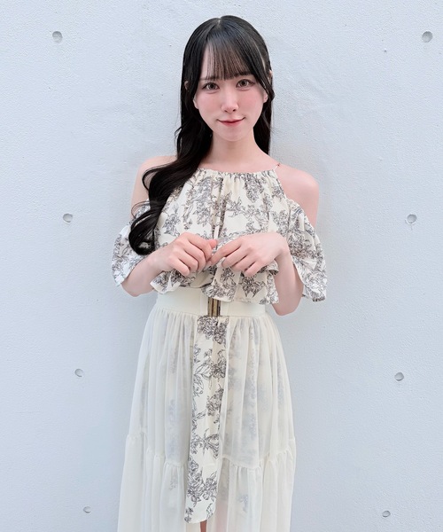 ワンピース アメスリフリルレイヤードロングワンピースの画像