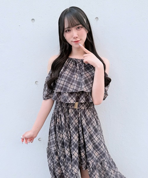 ワンピース アメスリフリルレイヤードロングワンピースの画像