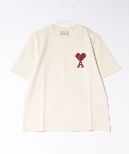 AMI アミ ビッグハート ロゴ Tシャツ 半袖 アイボリー ユニセックス M AMI Alexandre Mattiussi tシャツ 半袖 「AMI PARIS」アミ パリス