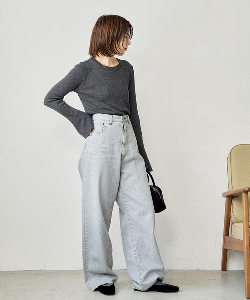 「LE TALON」 フラットパンプス 22cm ブラック×ブラック レディース_画像2