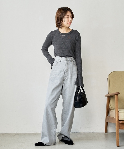 「LE TALON」 フラットパンプス 22cm ブラック×ブラック レディース_画像7
