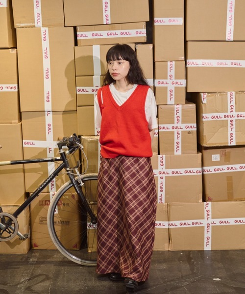 「common gull products.」 ロングスカート MEDIUM レッド レディース_画像2