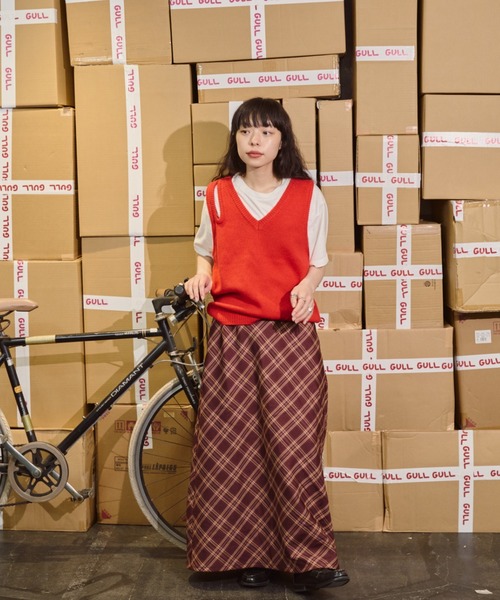 「common gull products.」 ロングスカート MEDIUM レッド レディース_画像3