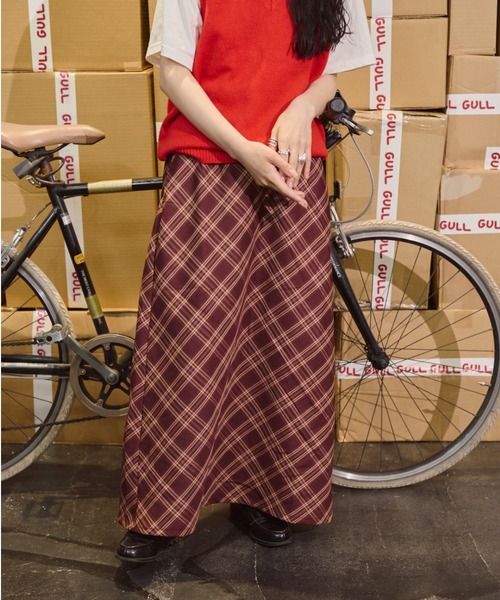 「common gull products.」 ロングスカート MEDIUM レッド レディース_画像7