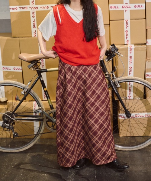 「common gull products.」 ロングスカート MEDIUM レッド レディース_画像8
