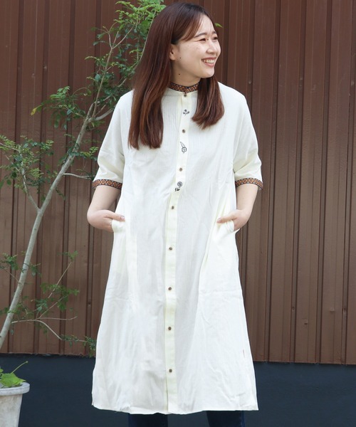 「KRIFF MAYER Lady's Collection」 半袖ワンピース MEDIUM ベージュ レディース_画像3