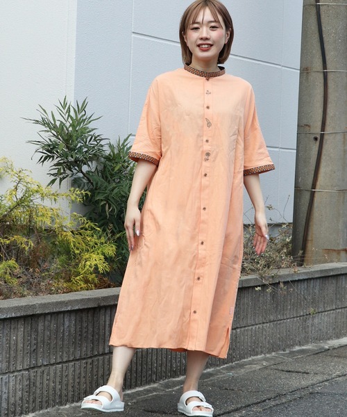 「KRIFF MAYER Lady's Collection」 半袖ワンピース MEDIUM ベージュ レディース_画像5