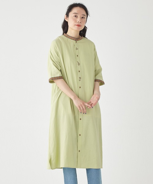 「KRIFF MAYER Lady's Collection」 半袖ワンピース MEDIUM ベージュ レディース_画像6