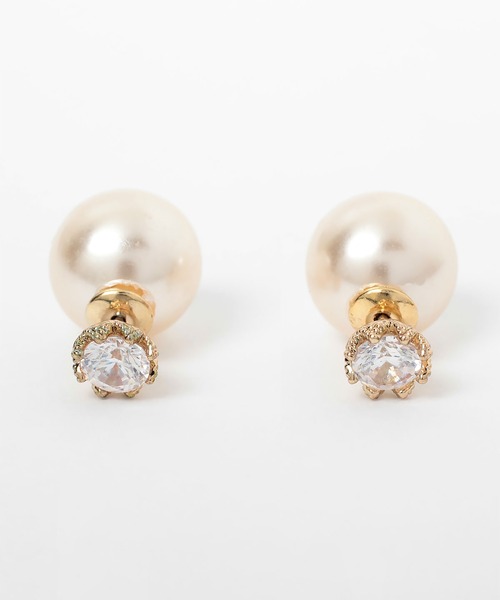 ピアス 一粒パール＆ラインストーンピアス 結婚式 パーティー お呼ばれ オケージョン レディース | GIRL DRESS FOR NOW | 02