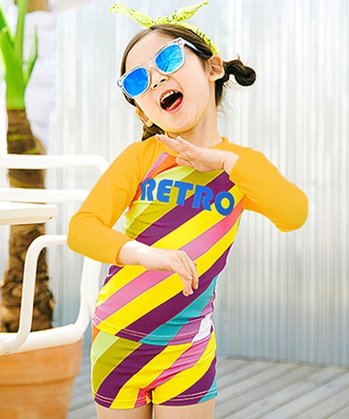 水着 キッズ水着 女の子用レトロレインボーセパレートスイムウェア 2点セット Zozotown Paypayモール店 通販 Paypayモール