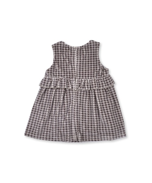 BeBe（ベベ） BeBe/「お揃い」ベロア千鳥柄フリルリボンワンピース