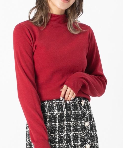 ニット セーター 「なめらかカシミヤタッチ」ハイネックニット