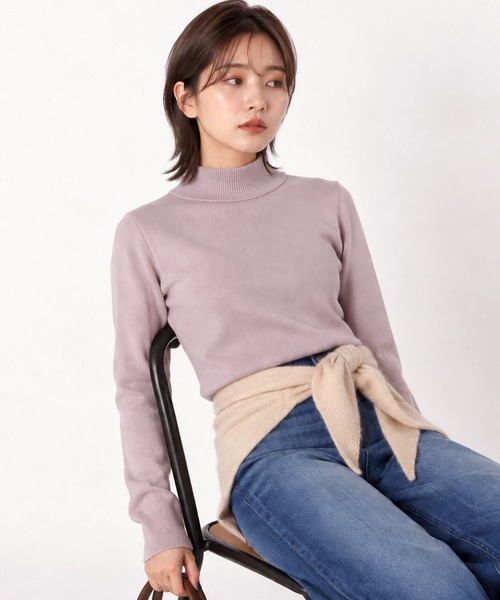 ニット セーター 「なめらかカシミヤタッチ」ハイネックニット 