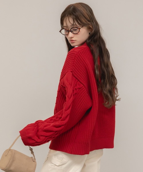 enrica KNIT 196 赤いニットセーター 長袖 バルーンスリーブ HEILIS（ヘイリス） ニット セーター 「定番人気！HIT ITEM！」「新色