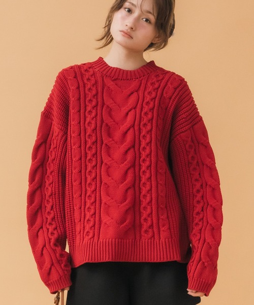 HEILIS（ヘイリス） ニット セーター 「新色追加」ケーブル編クルー
