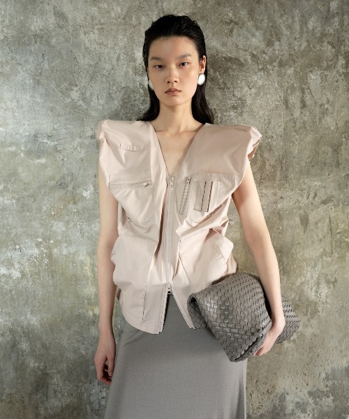 ベスト ジレ Relaxed Chic Pleated Vest / プリーツベスト レディース
