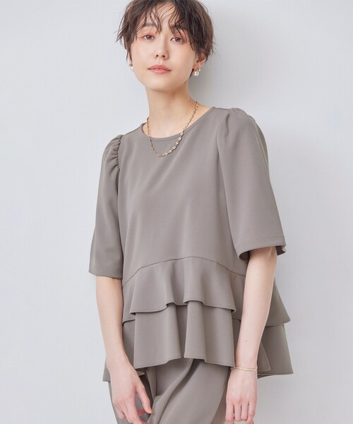 新品、美品！組曲ジョーゼットジャージーフリルブラウス ジョーゼットジャージーフリルブラウス（シャツ/ブラウス
