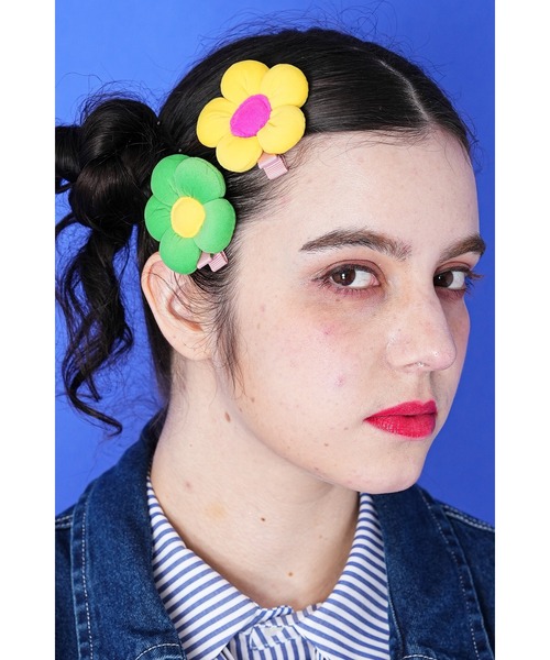 ヘアクリップ an meets zakka モコモコフラワーヘアクリップ / 花